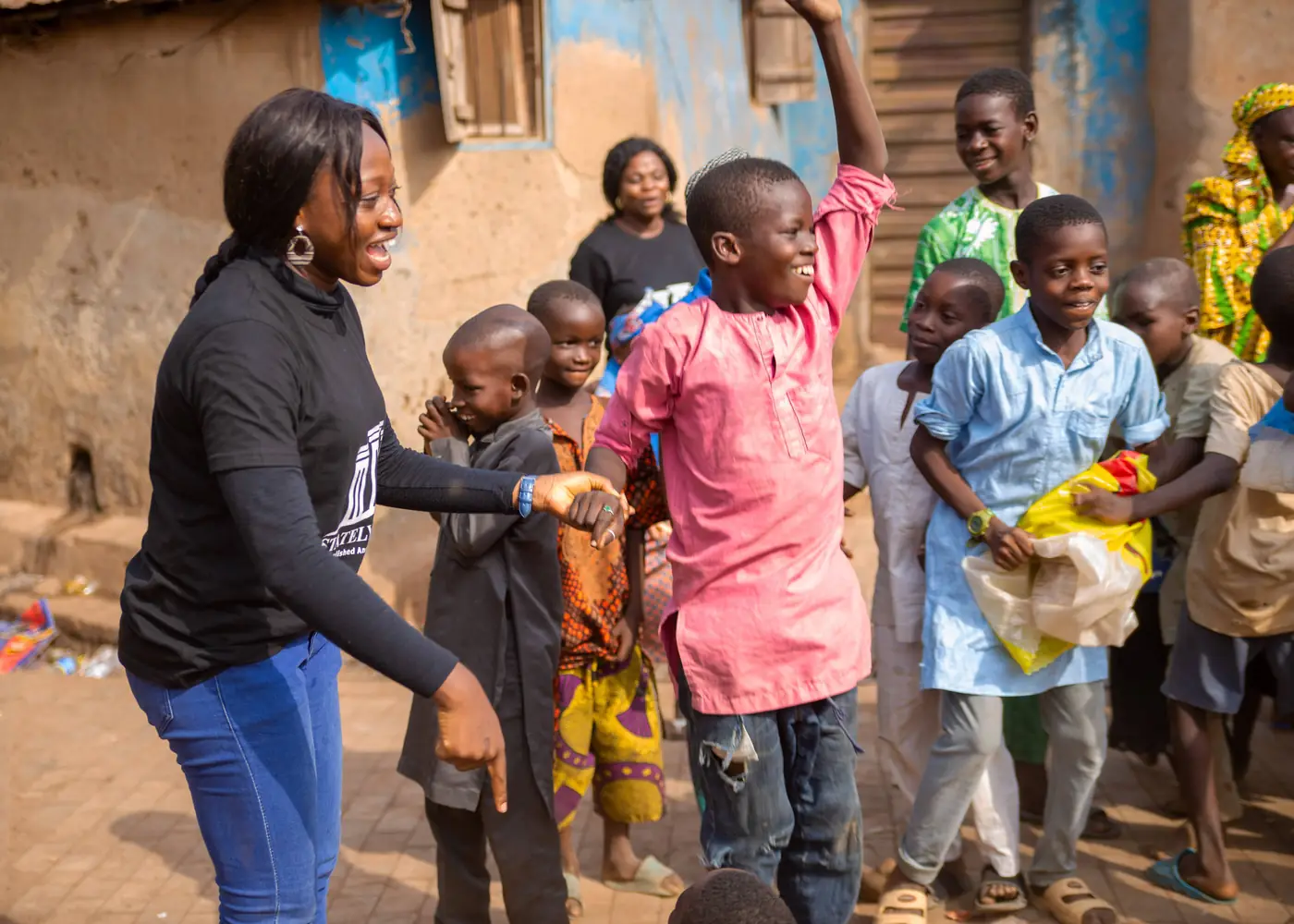 A volunteer with children