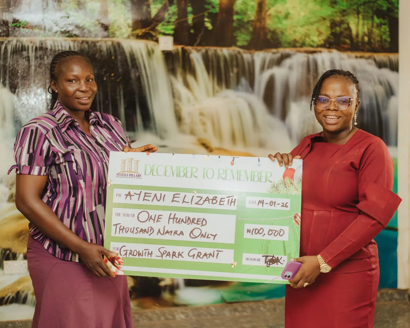 A grant presentation