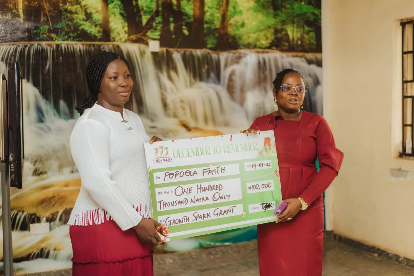 A grant presentation