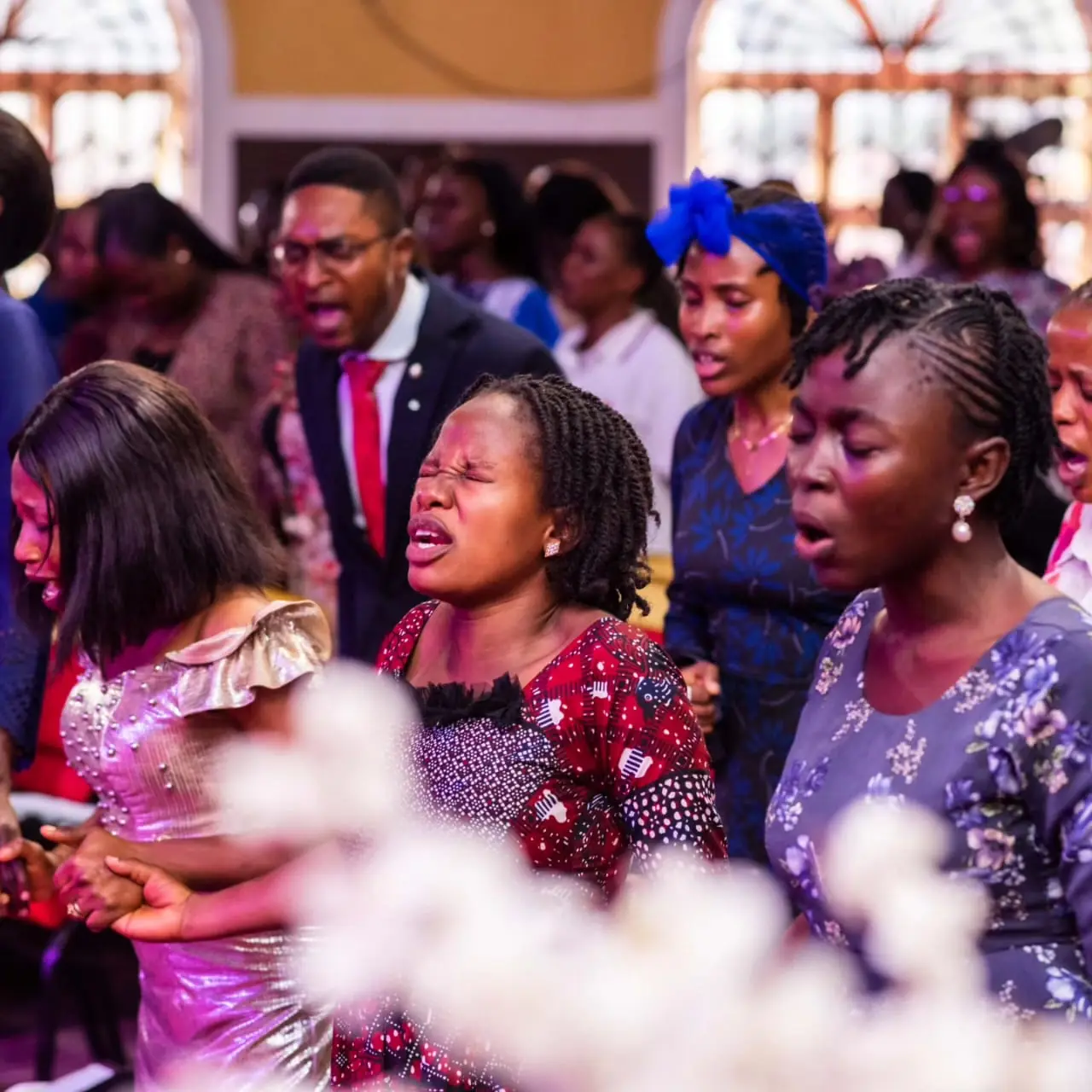 Women in passionate prayer